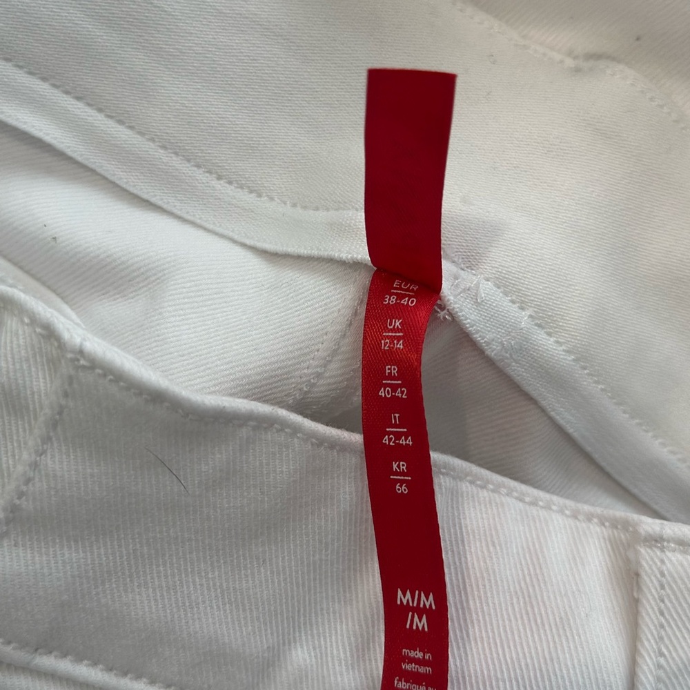Spanx Twill Cropped Pant Women Medium White High Rise Shaping Wide Leg Crop - Picture 8 of 9